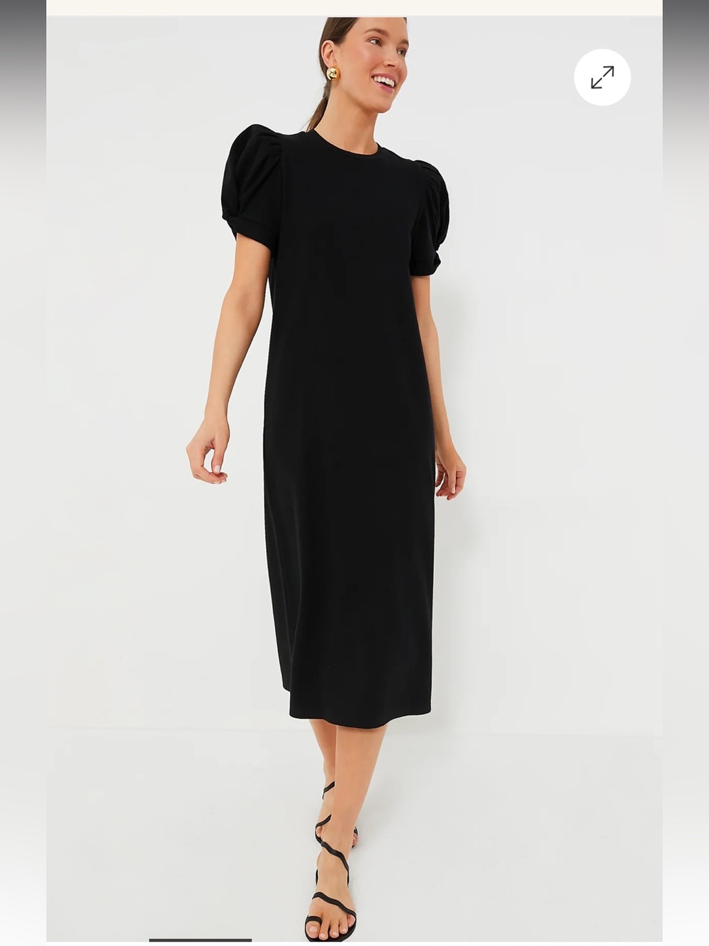 Tuckernuck Pomander Place Black Vesty Short Sleeve Puff Midi Dress Knit M EUC